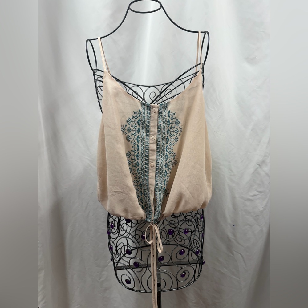 Rory Beca x Forever 21 cream chiffon tribal print cami size L